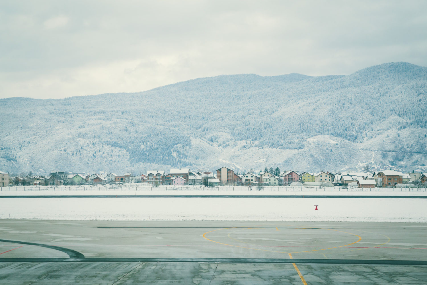 sarajevo national airport snowy hills