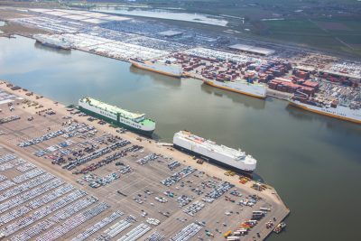 car terminal Port of Antwerp aerial photograph