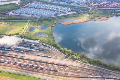 spoorvervoer Antwerpse haven luchtfoto