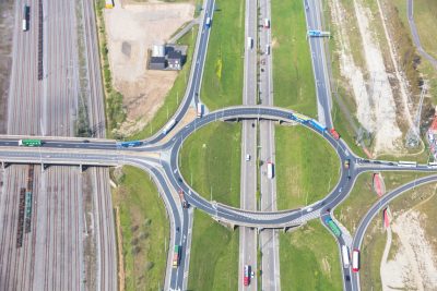 Rond punt infrastructuur haven Antwerpen luchtfoto