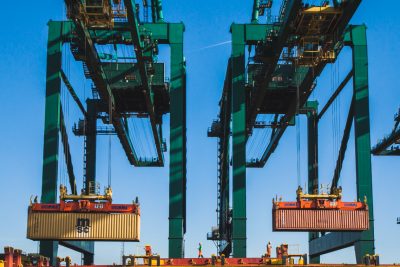 unloading containers at Port of Antwerp